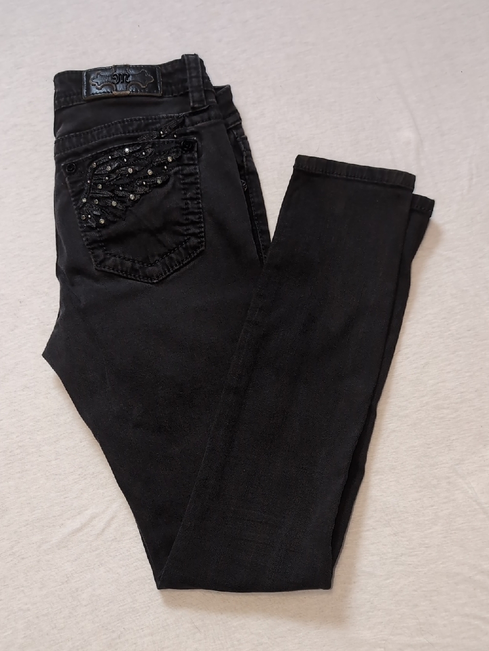 Miss Me Black Skinny Jeans with Embellished Back Pocket